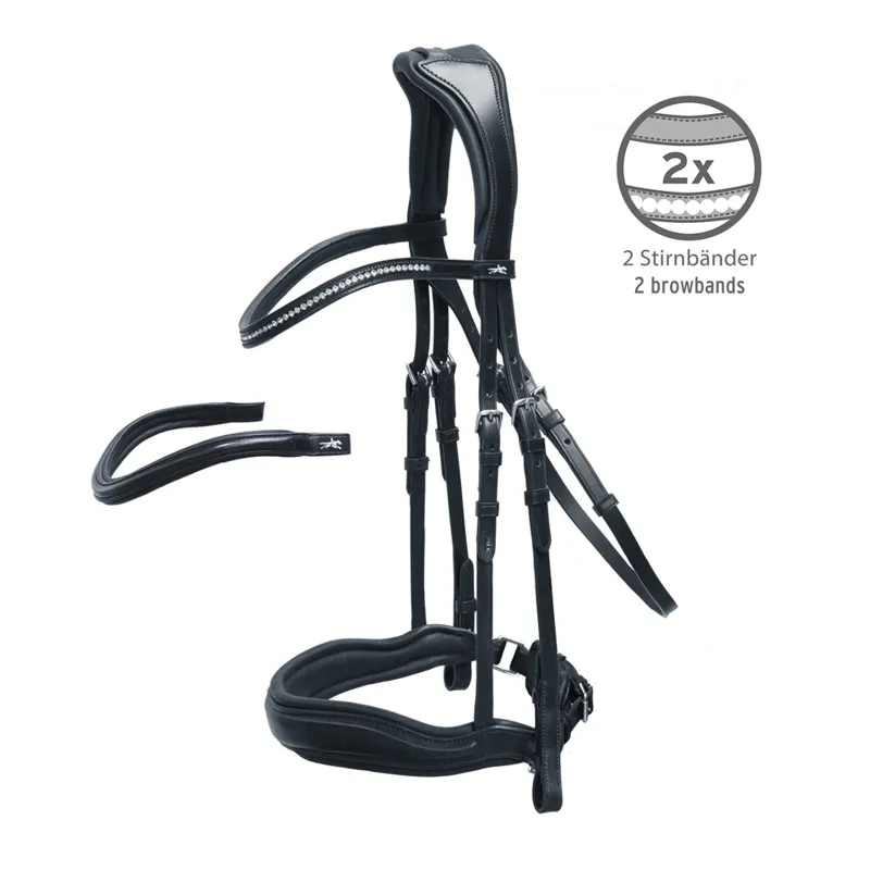 Schockemohle Slimford Anatomic Bridle Black-Silver - Image 2