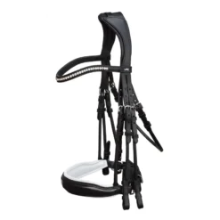 Schockemohle Venice Double Bridle Black-Patent-White-Silver