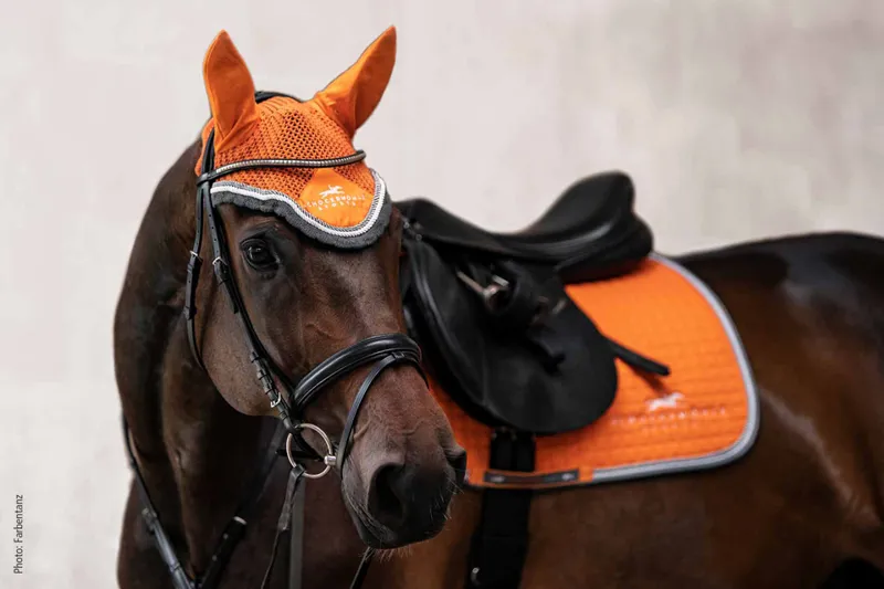 Schockemohle Neo Star With Logo Fly Veil Orange - Image 2