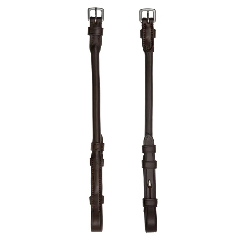 Schockemohle Rolled Cheek Pieces Hook And Stud Espresso-Silver