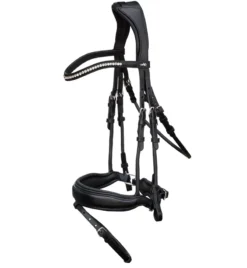Schockemohle Malibu Rolled Dressage Bridle Black-Silver